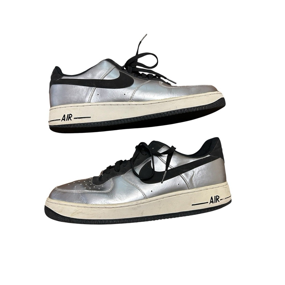 Nike Air Force 1 Low Metallic Silver Black 2014 Men's Size 13 AF1 488298-054
